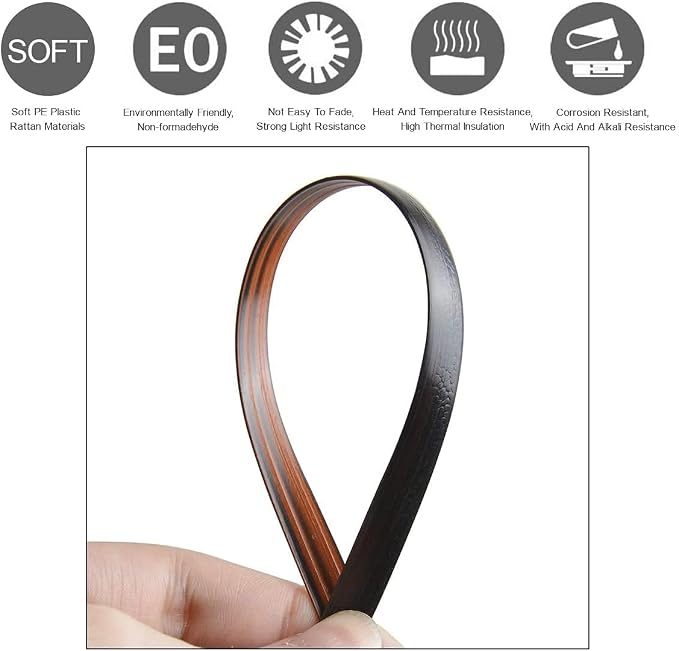 Wicker Repair Material， Flat Synthetic Rattan Weaving Material Plastic Rattan for Knit and Repair Chair Table,Storage Basket,Ect (Coffee Gradient B)