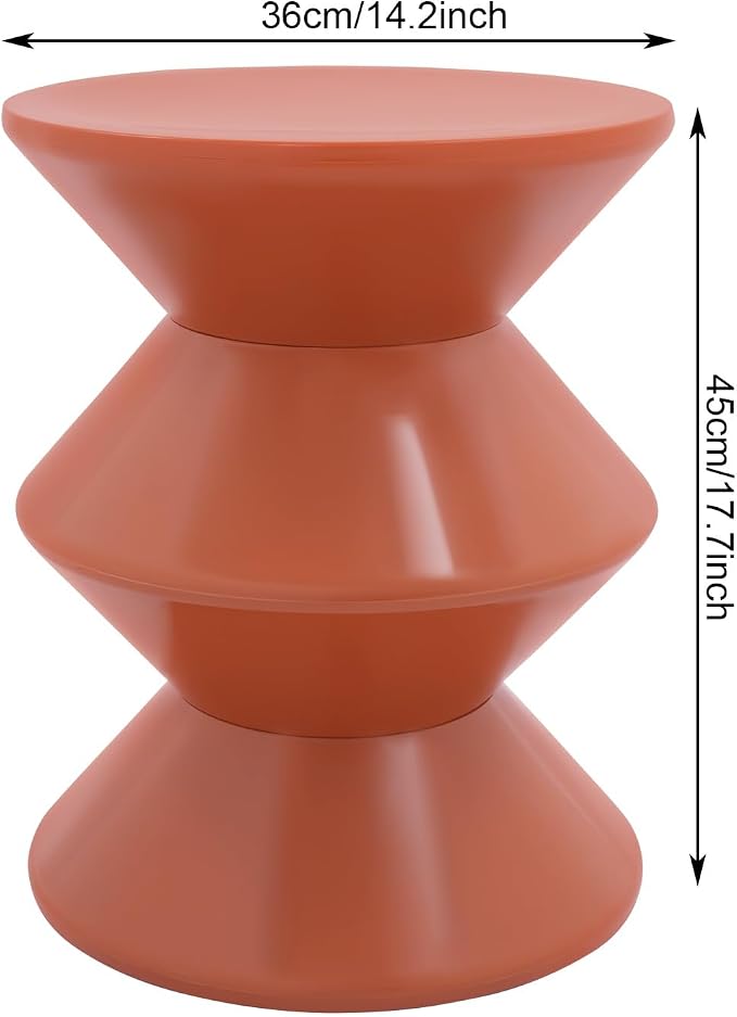 Funky Side Table Trendy Side Table Funky Sofa Stool Small Night Stand for Couch Sofa, White Outdoor Side Tables Boho Decor End Table for Coffee Patio (Orange)
