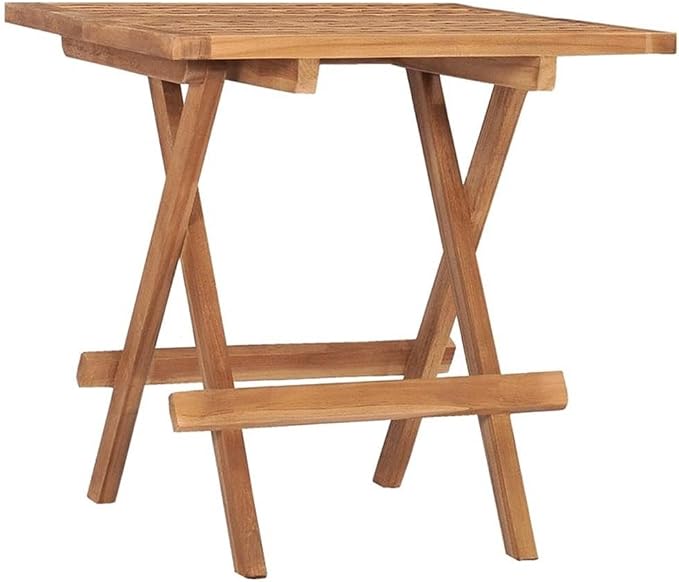 BOWERY HILL 3-Piece Teak Wood Folding Outdoor Dining Set, Gray Finish, Compact Patio Table and Chairs with Cushions, Weather-Resistant Polyester, Space-Saving Design, Garden and Terrace Dining Set