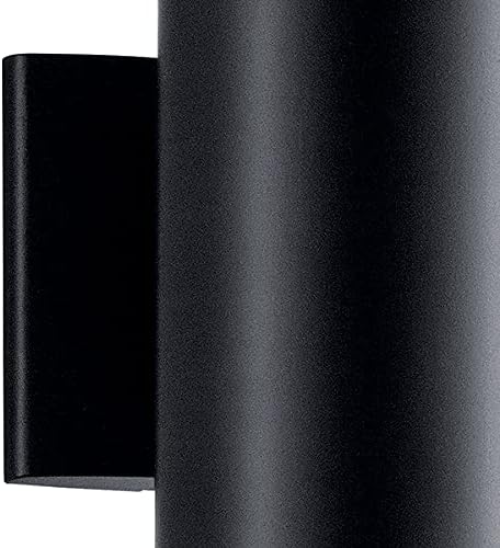 Kichler Cylinders 12" Outdoor Wall Sconce in Black, 2-Light Exterior Wall Light, Cylinder Fixture, (12" H x 5" W), 9244BK (Pack of 2)