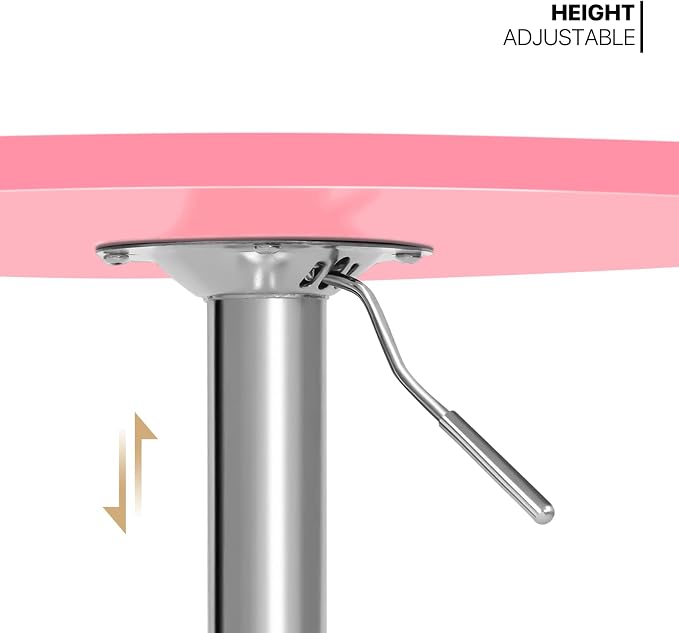 MoNiBloom Bistro Pub Table Round Bar 27.5"- 36" Height-Adjustable Cocktail Table with 23.5 Inch Table Top for Dining Room Home Kitchen Patio Bistro (Pink)