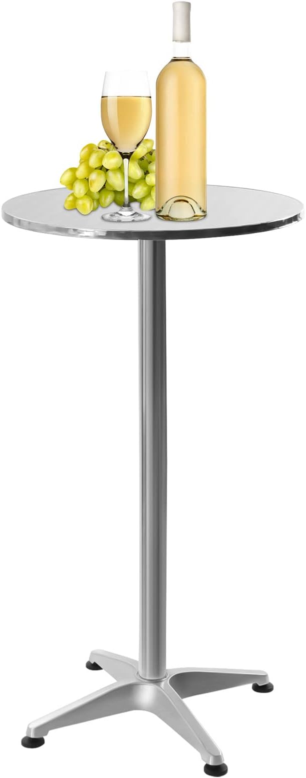 Metal Bar Table Aluminum Patio Tables Indoor-Outdoor Bar Height Table with Round Flip-UpTable H45inch