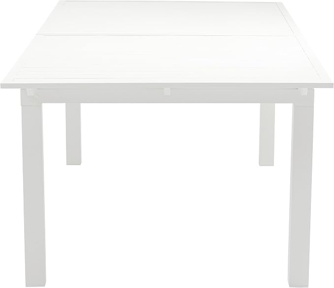 Meridian Furniture 343White-T Maldives Collection Modern | Contemporary Outdoor Patio Extendable Dining Table, White Aluminum Table, 95.5" - 119" W x 43.5" D x 30" H