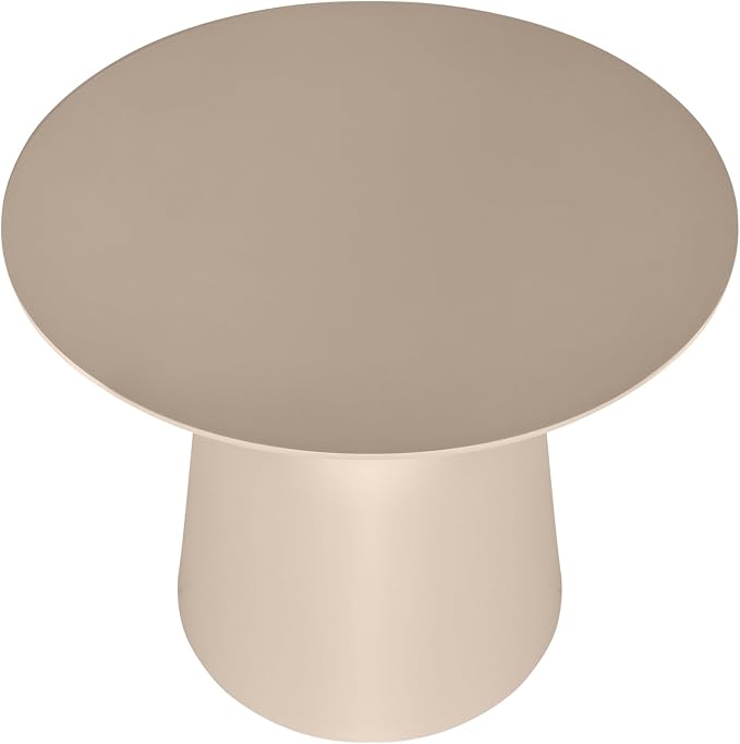 19.5" Round Pedestal Side Table, Stable Bell Base Modern Minimalist End Table, Small Coffee Accent Table for Living Room Bedroom Patio Balcony Indoor Outdoor, Champagne