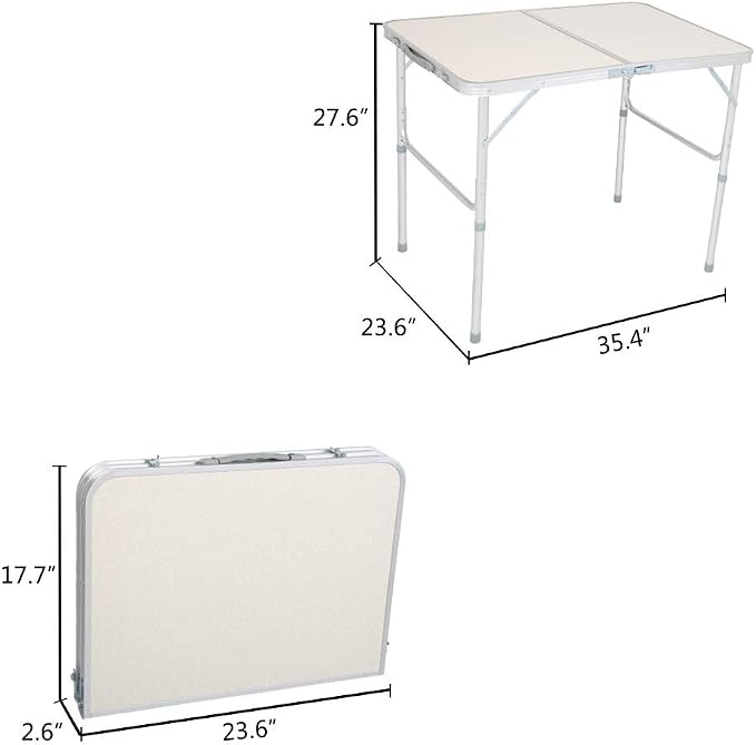 3FT Outdoor Aluminum Camping Folding Table, Lightweight Portable Folding Picnic Table,Outdoor Tables with Carrying Handle