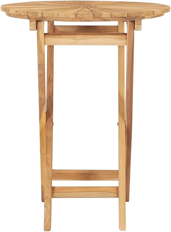 4-Piece Balcony Furniture Table Set with Solid Teak Wood and Foldable Design for Outdoor Patio Use