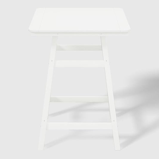 WestinTrends Malibu Square Outdoor Patio Counter High Bistro Bar Table with Umbrella Hole 37" Tall, White
