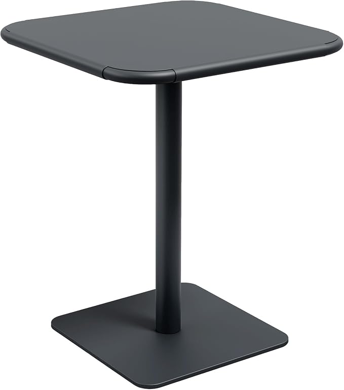 Jamesdar, Haley, Square Heavy Duty Commercial Steel Bistro Dining Table, All Steel Construction, Indoor Outdoor Restaurant & Café Use, 300 lb Capacity, 24" D x 30" H, Black
