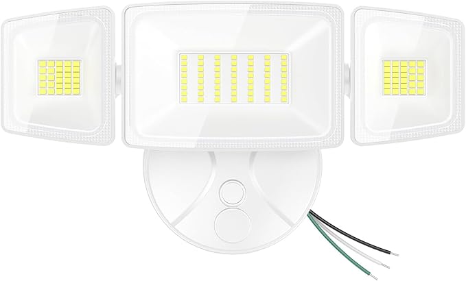 Onforu 75W Flood Lights Outdoor, 7000LM Brightness Security Lights Switch Controlled, 3 Adjustable Heads, IP65 Waterproof, 6500K Wall Mount Exterior LED Flood Light