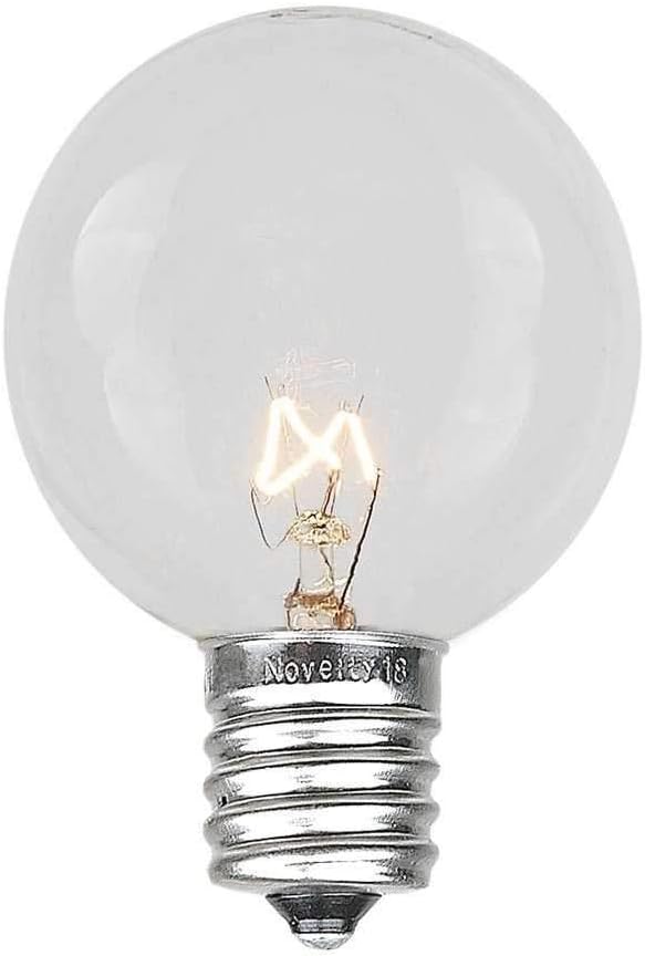 100 Foot G50 Outdoor Patio String Lights with 125 Clear Globe Bulbs
