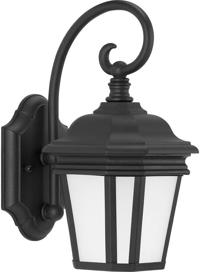 Progress Lighting Crawford Collection 1-Light Etched Glass New Traditional Outdoor Small Wall Lantern Light Textured Black