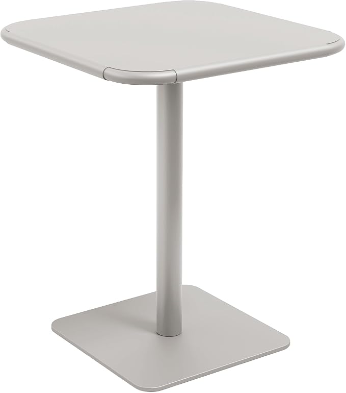 Jamesdar, Haley, Square Heavy Duty Commercial Steel Bistro Dining Table, All Steel Construction, Indoor Outdoor Restaurant & Café Use, 300 lb Capacity, 24" D x 30" H, Cement Gray