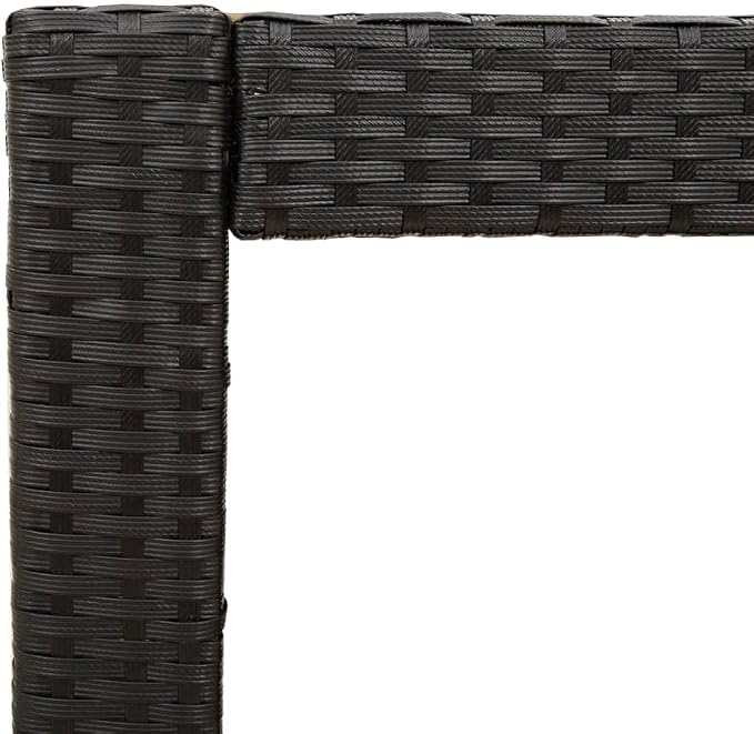 Patio Side Table with Wooden Top Black 23.6"x15.7"x29.5" Poly Rattan End for Outdoor Furniture Garden Backyard Patio Coffee Table
