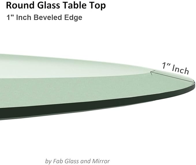 48" Inch Round Glass Table Top 1/2" Thick Tempered Beveled Edge by Fab Glass and Mirror