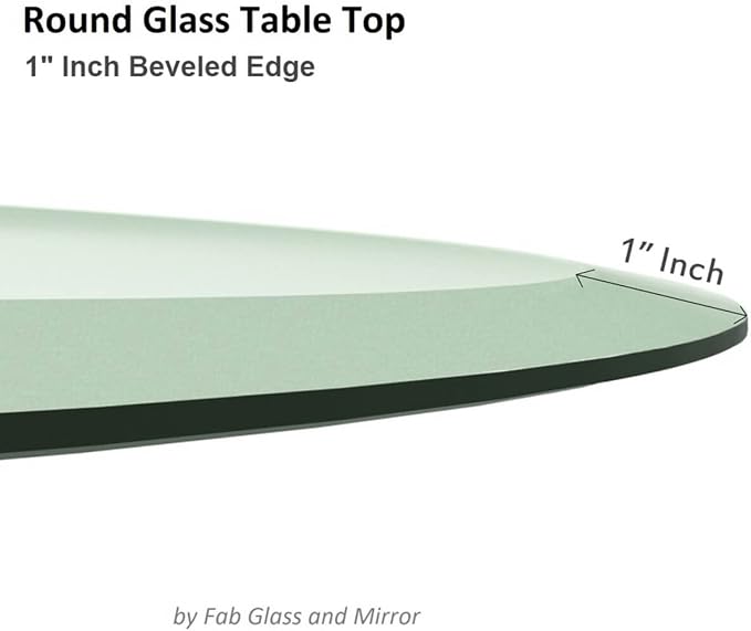 12" Inch Round Glass Table Top 1/2" Thick Tempered Beveled Edge by Fab Glass and Mirror