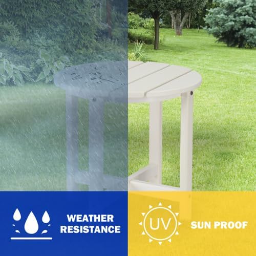 Zimtown Adirondack Side Table, 18 Inch Round HDPE Outdoor Side Table, Small Modern End Tables, Coffee Table for Outside, Patio, Backyard, Pool, Lawn, Beach, Waterproof & Portable
