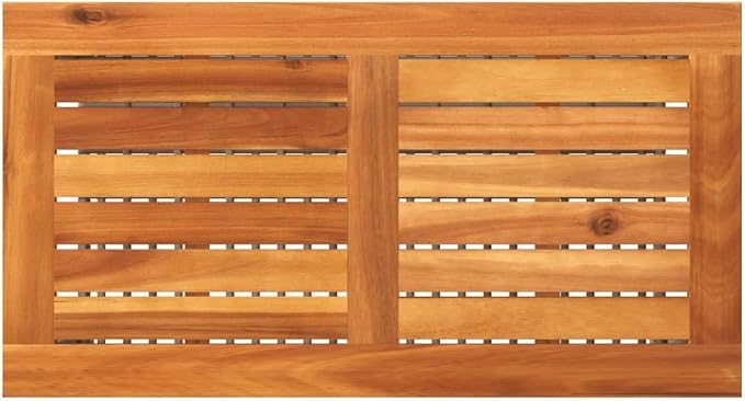 Small Garden Table with Acacia Wood Top, 27.6x15x16.5 Inch Poly Rattan Outdoor Table for Patio Backyard