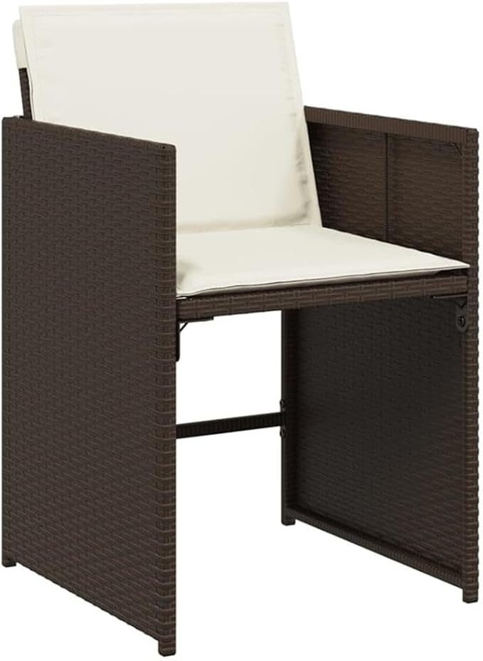 Afuera Living Contemporary 13-Piece Rattan Patio Dining Set, Brown Finish, UV-Resistant PE Rattan, Tempered Glass Top, Foldable Seating, Steel Frame, High-Back Cushions, 12-Seater Outdoor Garden