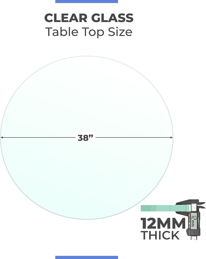 38" Inch Round Glass Table Top 1/2" Thick Tempered Beveled Edge by Fab Glass and Mirror