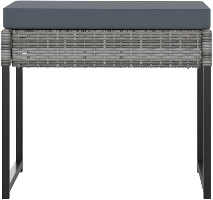 9 Piece Patio Dining Set with Cushions Poly Rattan Gray Outdoor Furniture for 8 People Modern Garden Table and Chairs with Tempered Glass Top Removable Washable Covers