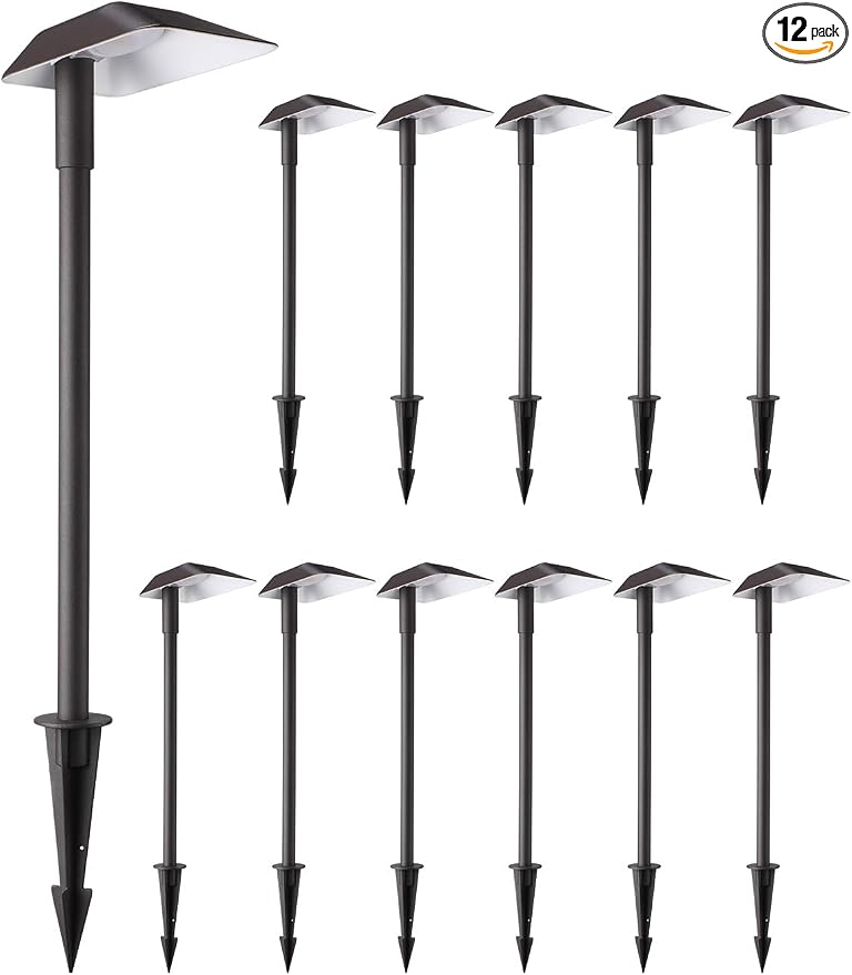 LEONLITE 12-Pack Anti-Glare Low Voltage Pathway Lights, 12-24V AC/DC, 5000K | 5W LED Landscape Path Lights, Aluminum, IP65 Waterproof for Yard Walkway, Daylight, ETL