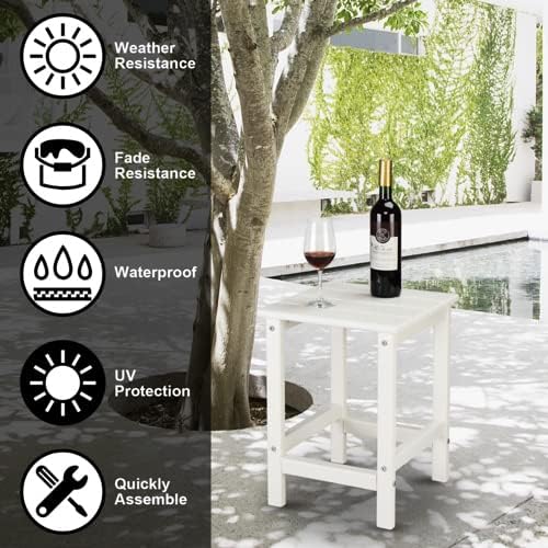 VINGLI Adirondack Side Table HPDE End Table Outdoor Indoor Table Weather Resistant Side Table for Living Room Bedroom Patio Garden Decor