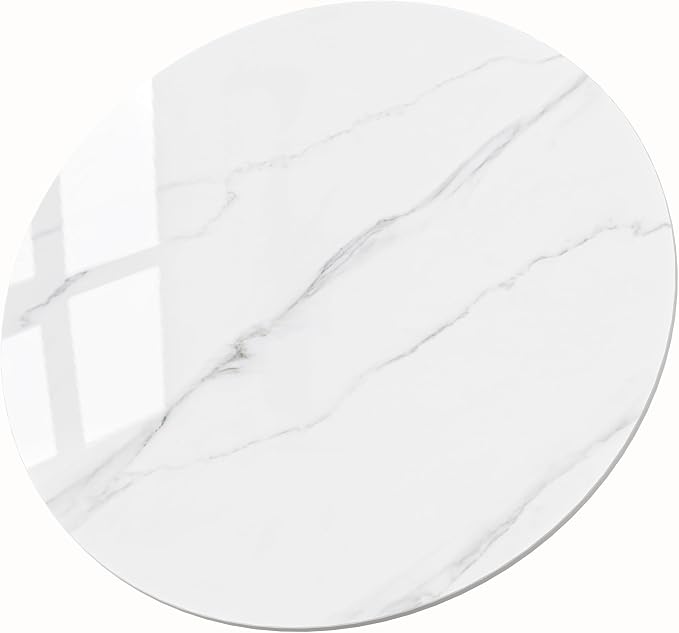Round White Sintered Stone Table Top, 47.2" Marble Desktop, DIY Replacement & Cover, Scratch & Wear Resistant, Easy to Clean, Suitable for Indoor & Outdoor