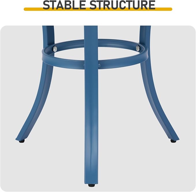 19.9" Metal Outdoor Round Side Table, Patio Side Table End Table for Porch Backyard Balcony Outside (Navy Blue)