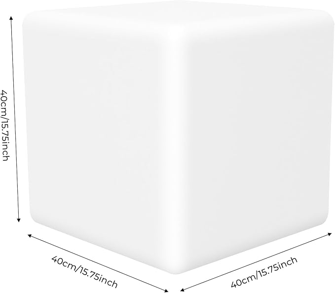 16" Cube LED Color Light Stool Party Club Bar Furniture LED Chair Stool Table Outdoor Indoor Patio Party Yard, Rechargeable Square Stool Light, 16 Color Gradient Romantic Decorative Lighting