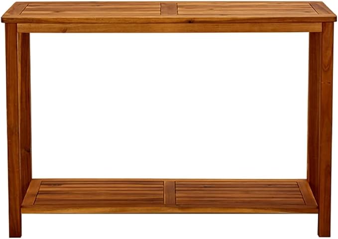 vidaXL Solid Acacia Wood Patio Console Table - Entryway Accent Hallway Table with Storage Shelf 43.3"x15.7"x29.5"