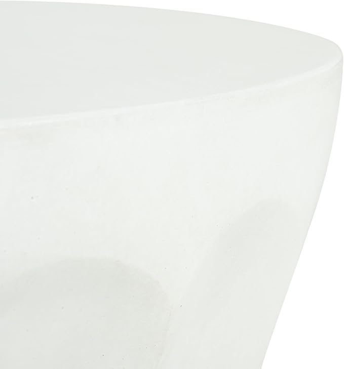 Outdoor Side Table 18" Hourglass Shape Concrete Side Table, Patio Tables for Outside Decorative Garden Stools, No Assembly Accent Table for Patio Porch Living Room, White