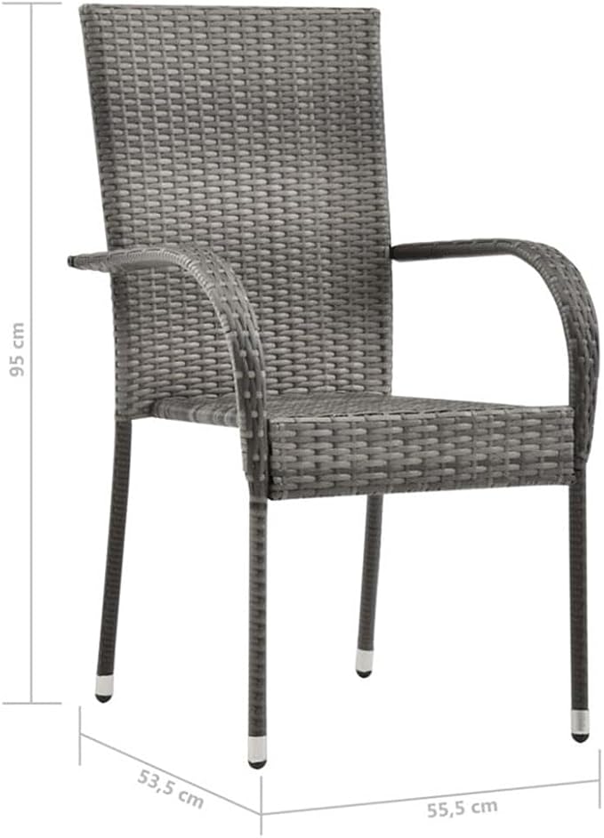BOWERY HILL Contemporary 7-Piece Solid Acacia Wood Patio Dining Set, PE Rattan Chairs, Stackable Design, Oiled Finish, Modern Outdoor Garden Furniture for Patio, Balcony, or Terrace Dining