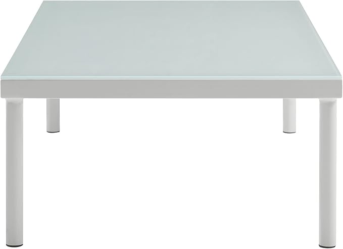 Modway Harmony Outdoor Patio Aluminum Coffee Table With Tempered Glass in White