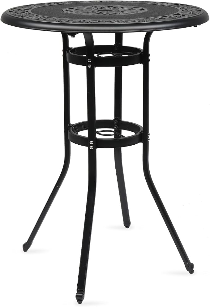 Patio Bar Height Table - Outdoor High Top Bistro Table, Patio High Bar Table, Outdoor Bar Height Bistro Table, Outdoor Patio Bar Tables Bronze 31.89" L x 31.89" W x 40.94" H