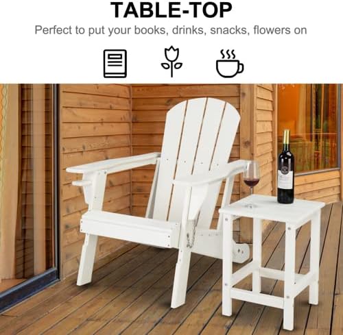 VINGLI Adirondack Side Table HPDE End Table Outdoor Indoor Table Weather Resistant Side Table for Living Room Bedroom Patio Garden Decor