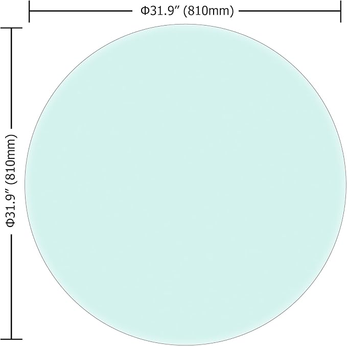 32" Round Glass Table Top - 3/8" Thick Beveled Edge Tempered Glass, Replacement Glass Top for Kitchen/Patio