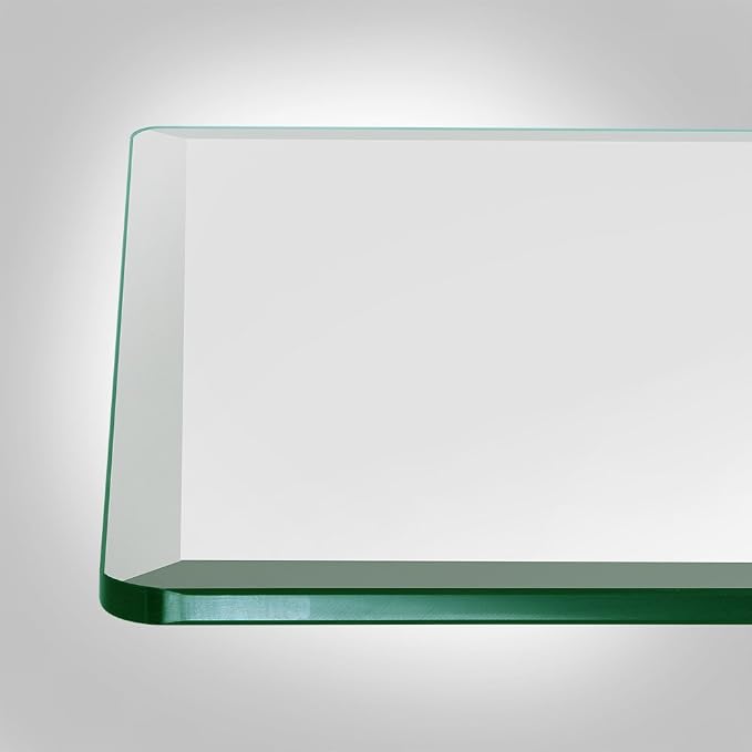 Dulles Glass 30X60 inch Rectangular Glass Table Top - Tempered - 1/2" Thick Glass Surface, Safe Beveled Edge, Radius Corners, Multipurpose for Dining Table, Patio, Coffee and End Table