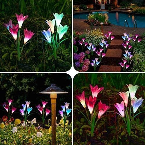 SOLARBABY Solar Lights Outdoor - Lily Flower Solar Garden Lights, 6 Pack Lights Outdoor Waterproof Multicolor Changing LED Flower with Bigger Lily for Patio Yard Pathway Balcony Outdoor Décor