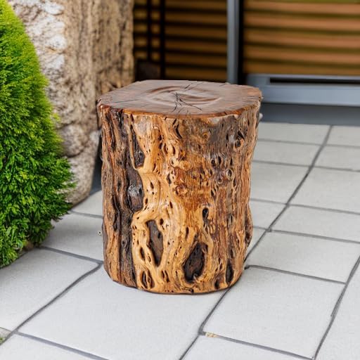 Natural Tree Trunk Stump Stool with Live Edge Solid Wood Plant Stand, Stool, Garden Bench, Side Table, End Table - D8.6 in x H9.5 in
