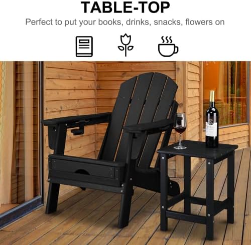 VINGLI Adirondack Side Table HPDE End Table Outdoor Indoor Table Weather Resistant Side Table for Living Room Bedroom Patio Garden Decor