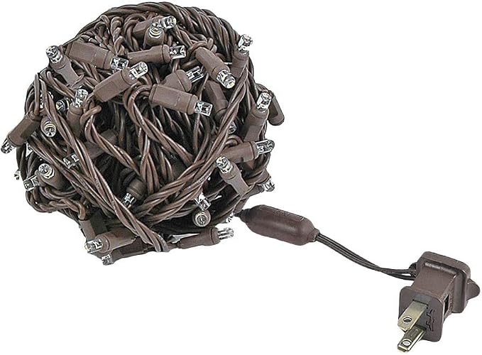Novelty Lights 50ft Warm White Christmas String Lights, Brown Wire