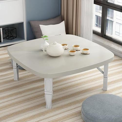 Japanese Folding Low Table - Space-Saving Wooden Floor Desk for Bedroom & Outdoor Use, Perfect for Tea Room, Coffee Table, 31.5 x 31.5 in, Lightweight & Portable