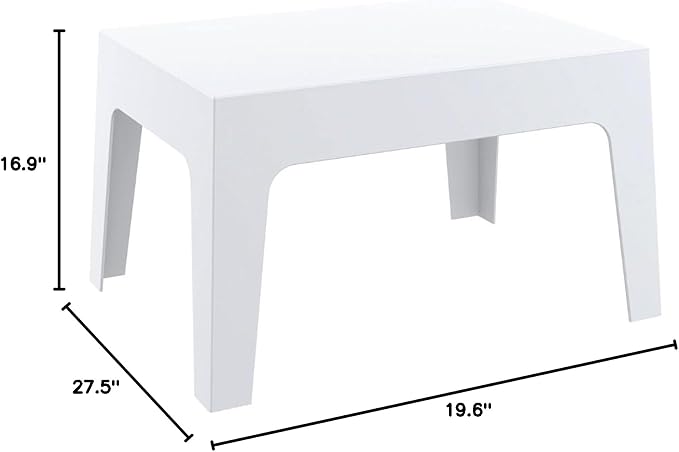 Compamia Box Resin Patio Coffee Table in White, Commercial Grade
