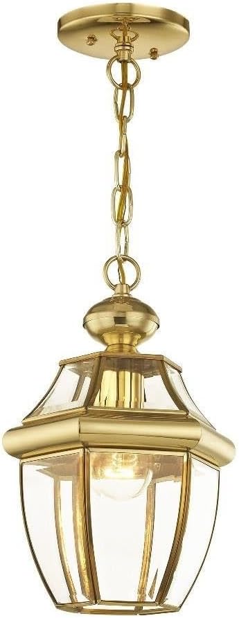 Livex Lighting 2152-02 1-Light Outdoor Hanging Lantern, Polished Brass