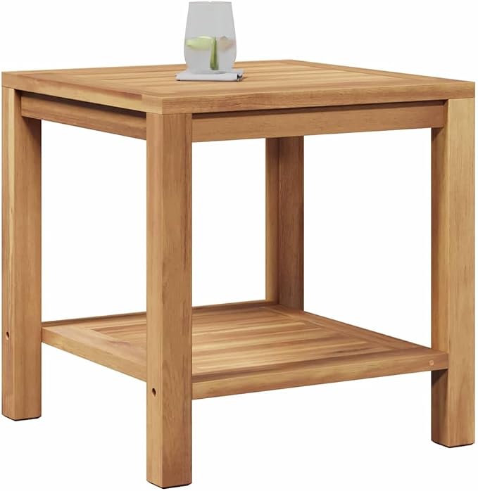 Modern Outdoor Coffee Table Solid Teak Wood Minimalist Design for Patio Contemporary Garden Table with Storage Compartment