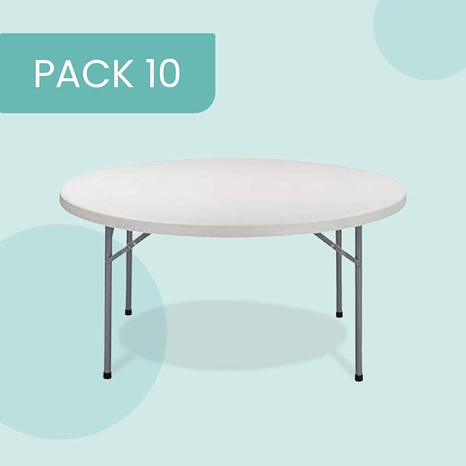 EventStable TitanPRO 72" Round Plastic Folding Table - 10 Pack