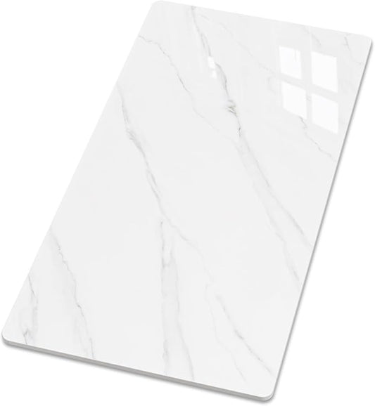 Rectangle Table Top,63” x 31.5” White Sintered Stone Tabletop, DIY Replacement & Cover Marble Desktop, Scratch & Wear Resistant, Easy to Clean, Suitable for Indoor & Outdoor