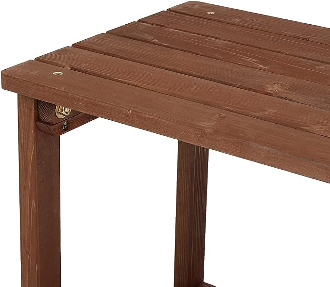 2 Tiers 18" Square Outdoor Side Table, Fir Patio Small Table, Indoor Outdoor Storage for Porch, Bedroom, Balcony, Weather Resistant, Carbonized Color
