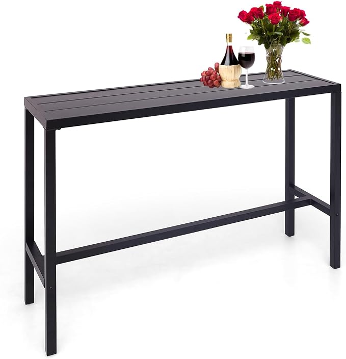 Anmutig Patio Outdoor Bar Table 53 inch Height Bistro Table High Top Bar Metal Table with Waterproof Top for Hot Tub Home Kitchen Cafe
