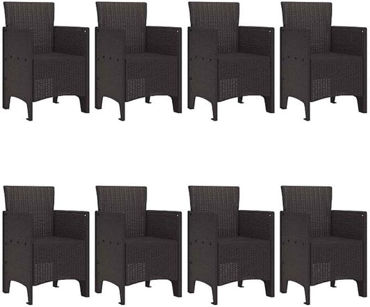 BOWERY HILL Poly Rattan Patio Dining Set, Brown Finish, Contemporary Outdoor Furniture, Lightweight and Durable, Cushioned Seats, Rectangular Shape, Seating for 8, Ideal for Garden or Patio Dining